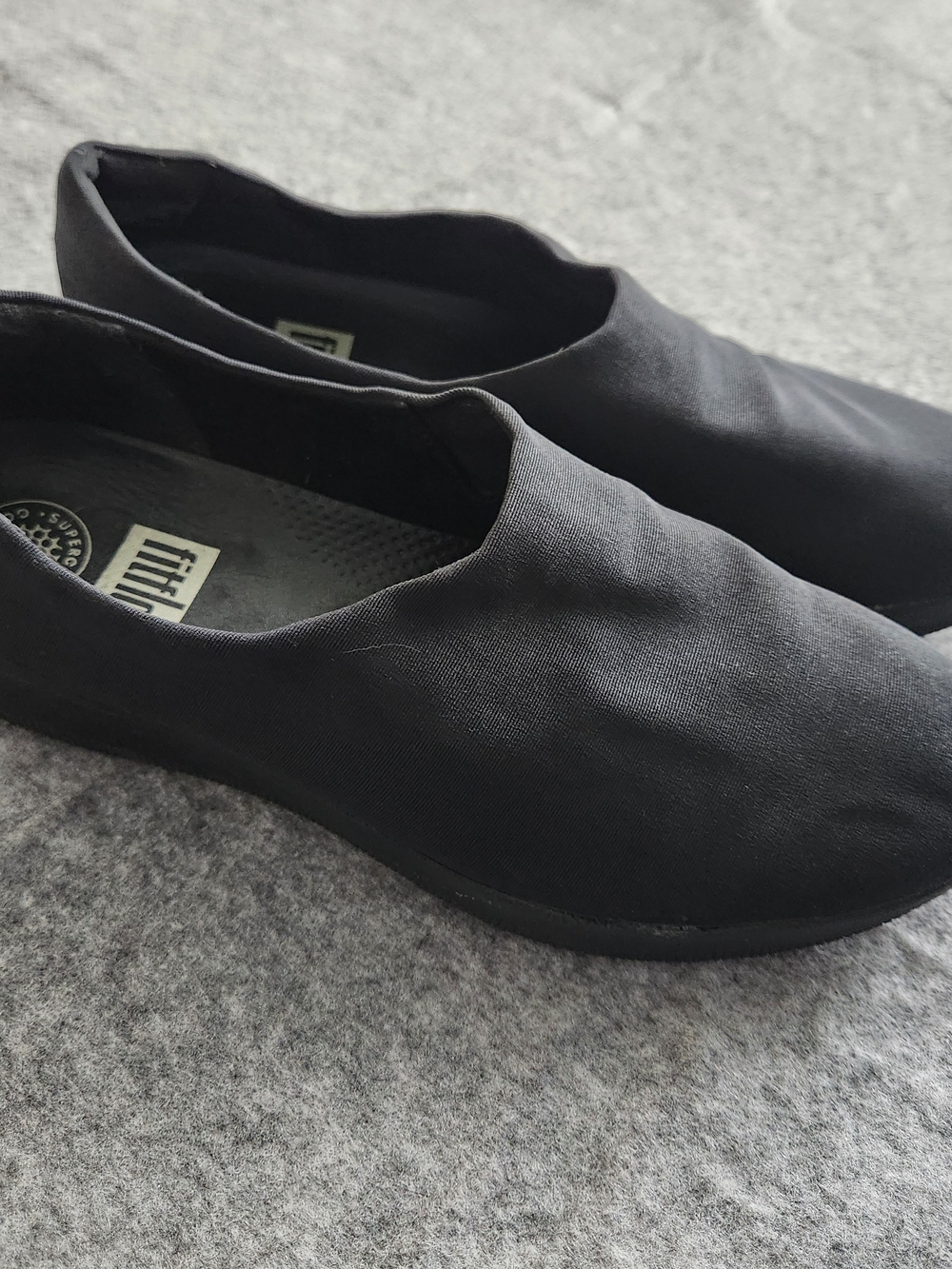 FitFlop Ballerina Wedge Flats Women's 7.5 Black Knit Slip On Loafer Shoes Comfy
